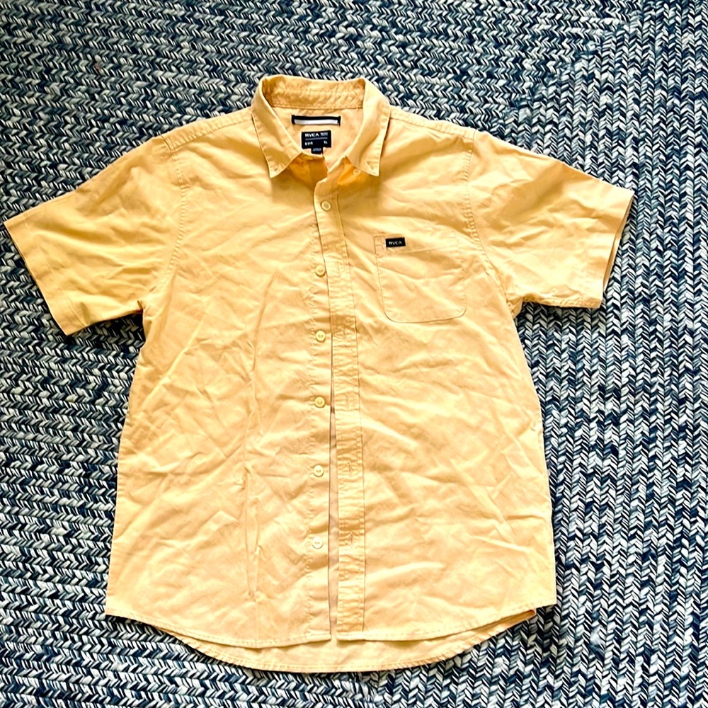 RVCA Boys button up. XL shirt with pocket. 
Surf brand. khakis or baggies.